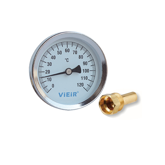 Термометр с гильзой 1/2"х120С VIEIR - Слайд 1