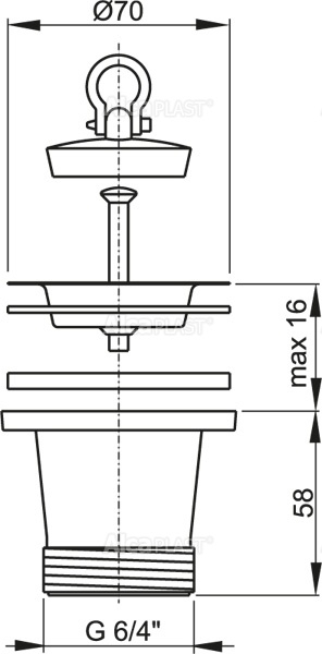 Сливной клапан для мойки удлиненный 6/4" с решеткой Ф70 - Слайд 2