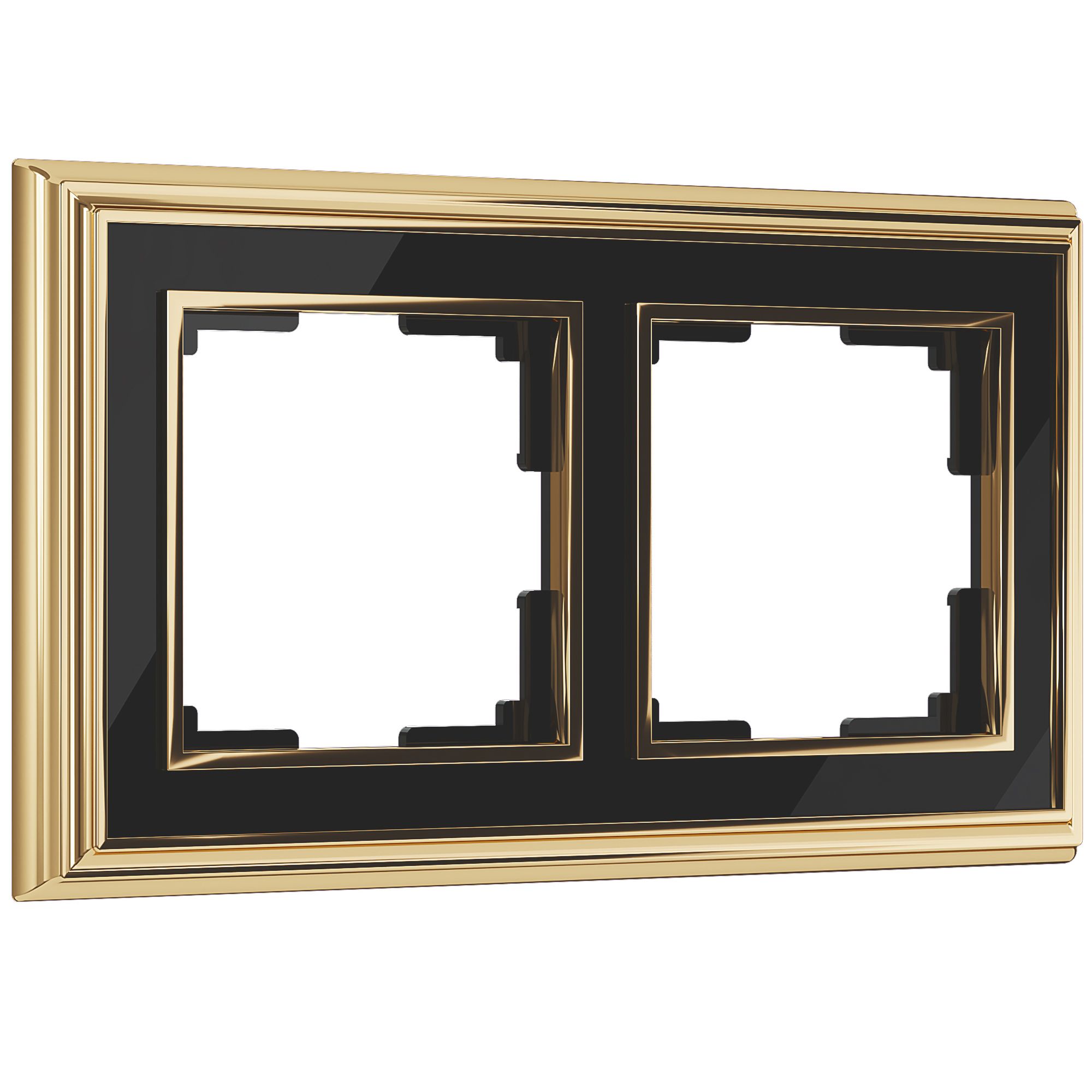 Рамка на 2 поста (золото/черный) WL17-Frame-02 - Слайд 1