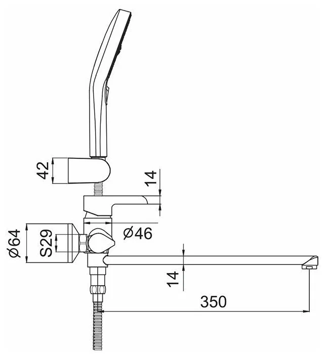 Смеситель для ванны длинный излив G2203-6 - Слайд 6