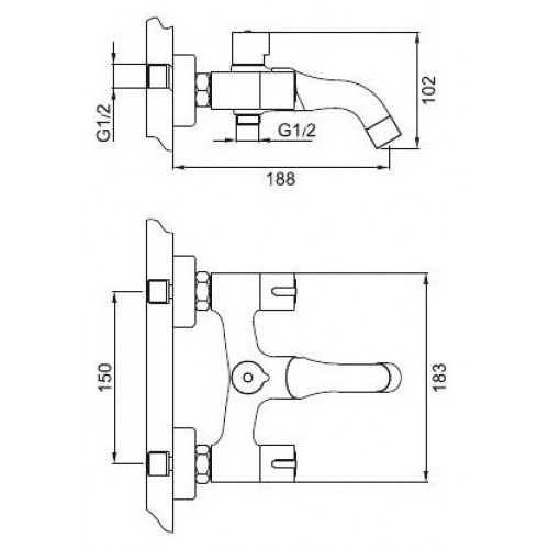 Смеситель для ванны короткий излив G3249 - Слайд 3