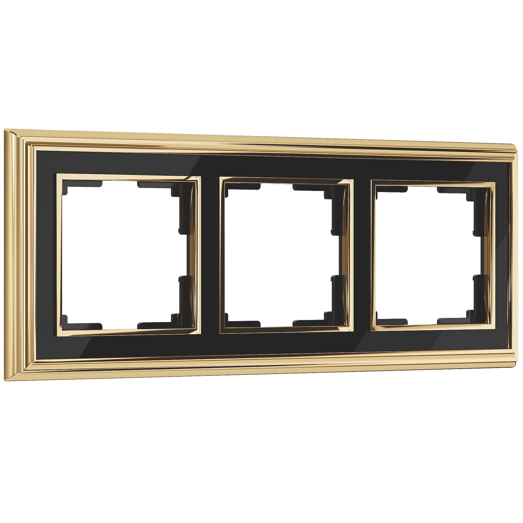 Рамка на 3 поста (золото/черный) WL17-Frame-03 - Слайд 1