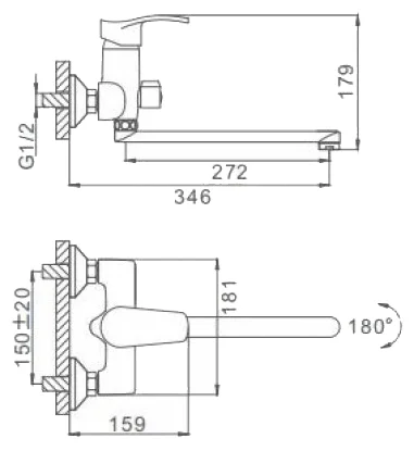 Смеситель для ванны длинный излив F2270*30F-2 - Слайд 3