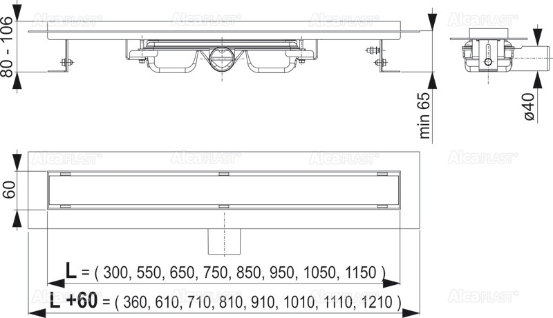 Водоотводящий желоб для решетки APZ106 Professional Low 850мм - Слайд 2