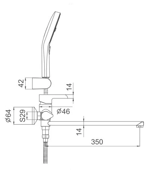 Смеситель для ванны длинный излив G2203-8 - Слайд 6