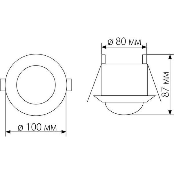 Датчик движения SNS-M-03 встраиваемый 8m 2,2-4m 1200W IP20 360° белый - Слайд 3