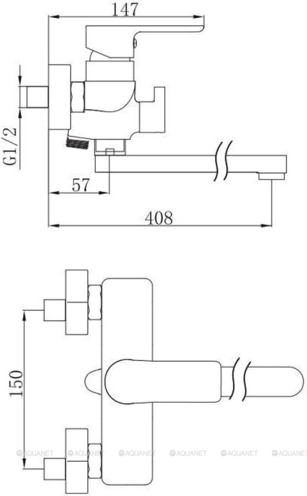 Смеситель для ванны длинный излив Aquanet Cinetic AF520-21CW без аксессуаров белый/хром - Слайд 3