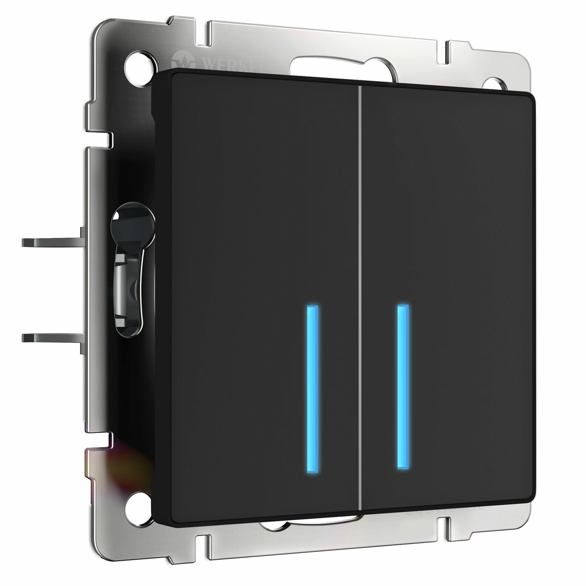 Сенсорный выключатель двухклавишный с подсветкой 1000 Вт (черный матовый) W4520008 - Слайд 1