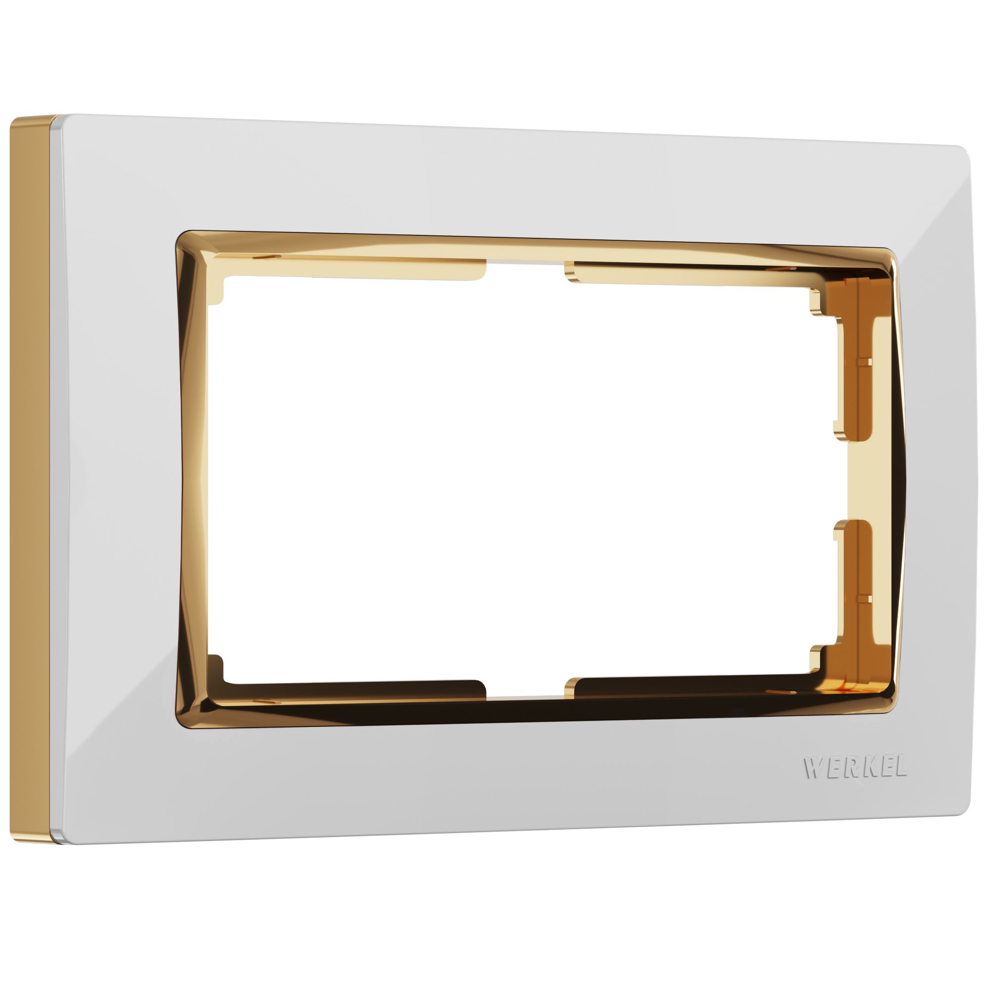 Рамка для двойной розетки (белый/золото) W0081933 - Слайд 1