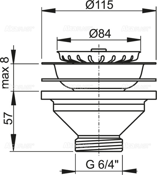 Сливной клапан сифона для мойки 6/4" с решеткой Ф115 - Слайд 2