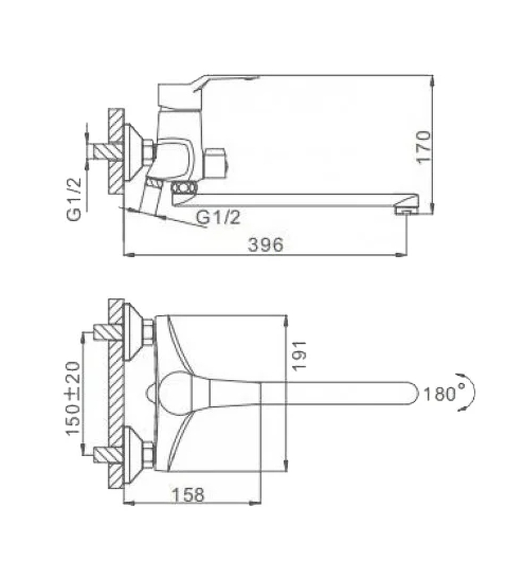 Смеситель для ванны длинный излив F22063*30F - Слайд 7