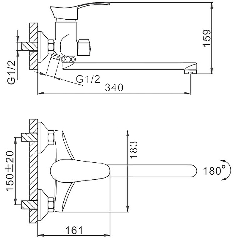 Смеситель для ванны длинный излив F22001*30F - Слайд 6