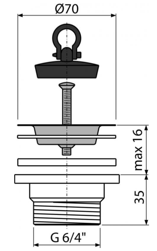 Сливной клапан сифона для мойки 6/4" с решеткой Ф70 - Слайд 2