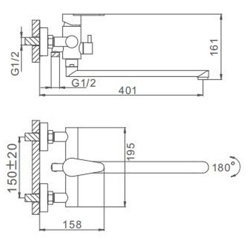 Смеситель для ванны длинный излив нержавеющая сталь F2248*35F - Слайд 9