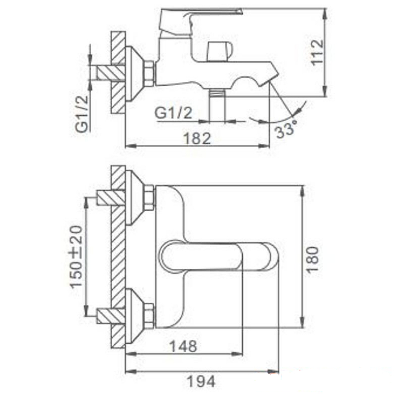 Смеситель для ванны короткий излив F3231 - Слайд 9