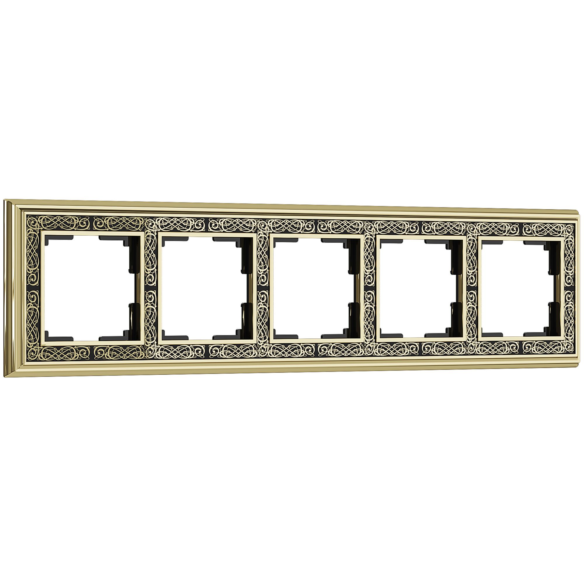 Рамка на 5 постов (золото/черный) WL77-Frame-05 - Слайд 1