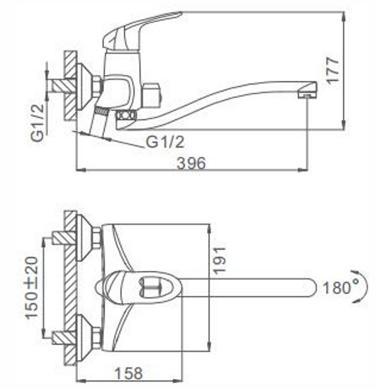 Смеситель для ванны длинный излив F2205*30S-2 - Слайд 2