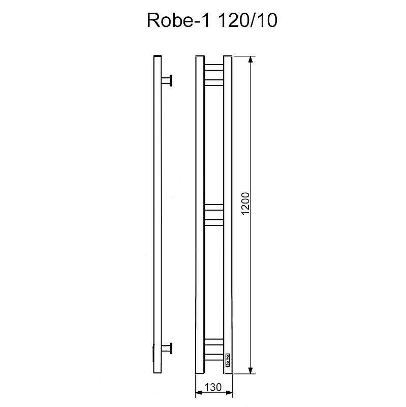 Полотенцесушитель электр. стальной ROBE-1 120/10, 90 Вт, белый матовый, "НИКА" - Слайд 2