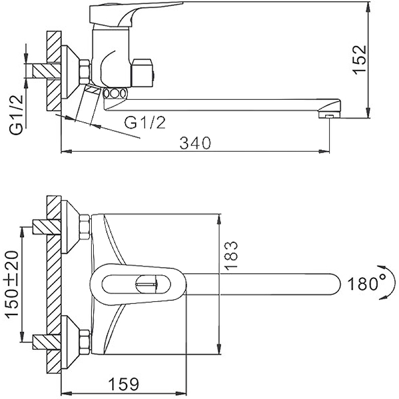 Смеситель для ванны длинный излив F22004*30F - Слайд 7