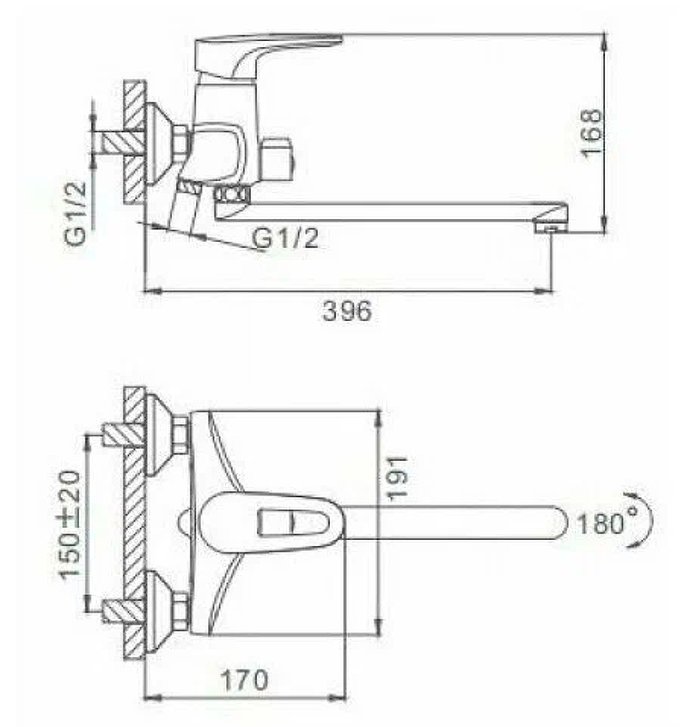 Смеситель для ванны длинный излив F2268*35F-2 - Слайд 2