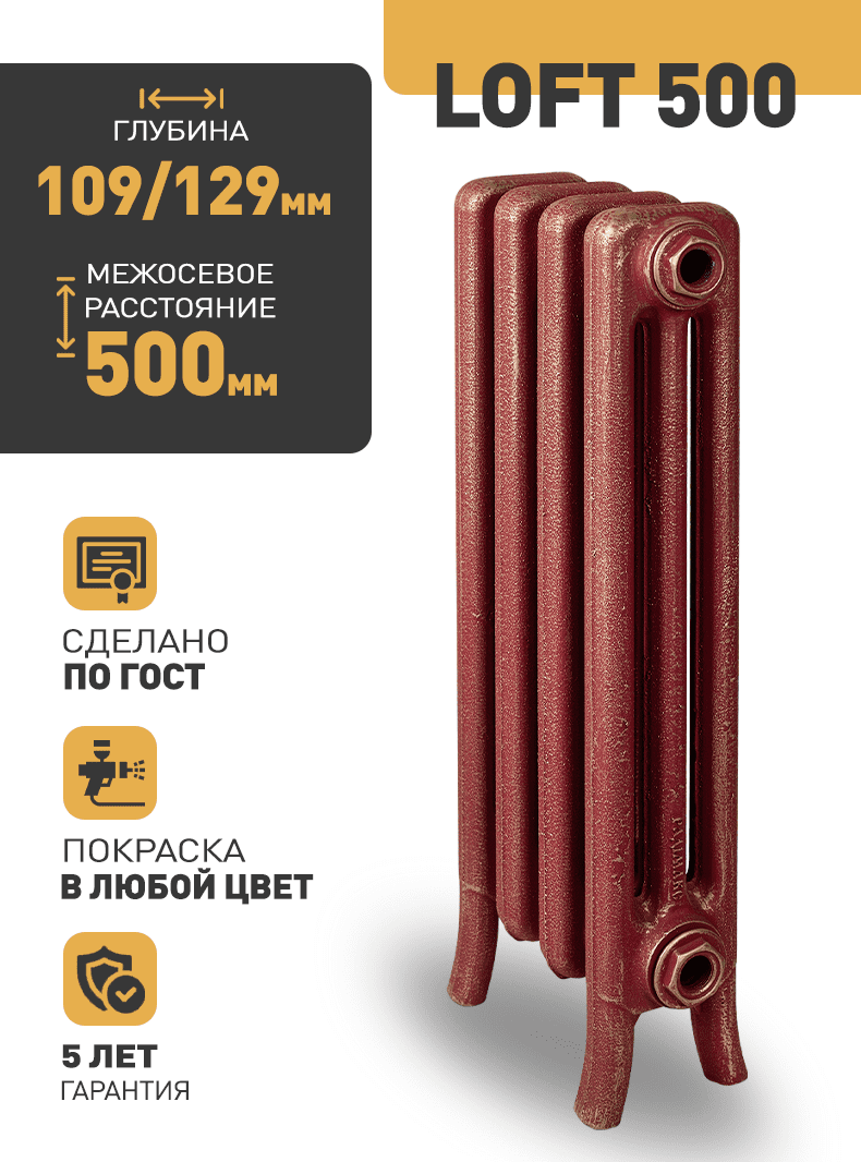 Чугунный радиатор РАДИМАКС LOFT 500 - Слайд 5